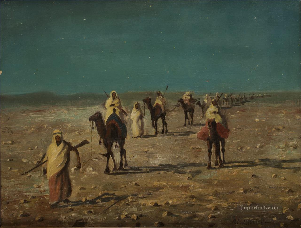 Caravan Alphons Leopold Mielich Orientalist scenes Oil Paintings